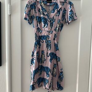 Nooworks Soft Pink & Periwinkle Tiger Print Dress